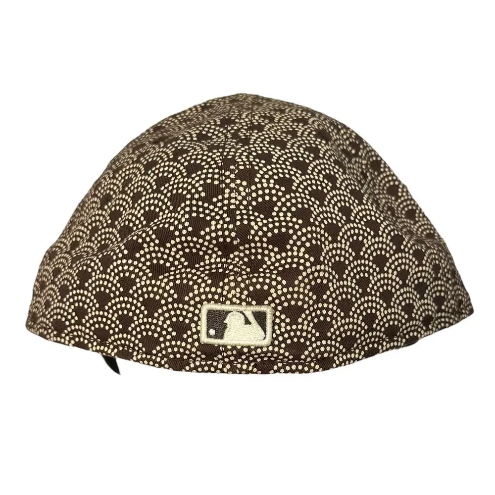 LA Dodgers MLB Men's Fitted Baseball Cap Brown Monogram All Over Print 7 5/8